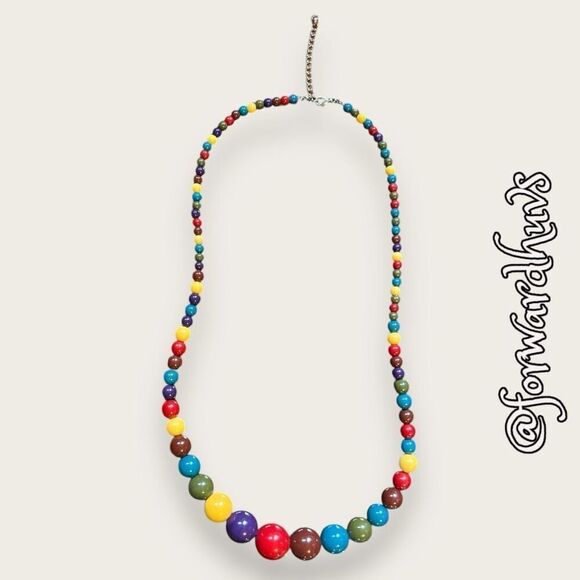 Bundle Sale 3 for $15 | Graduated Plastic Multi Colored Bead Necklace - Picture 1 of 10